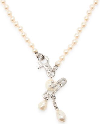 Vivienne Westwood Claude Small Faux Pearl Necklace - Silver - One Size