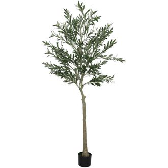 HOMCOM Olivo Artificial 180 Cm Planta Artificial Decorativa Grande &Aacute;rbol Artificial De Interior Con 40 Aceitunas Decoraci&oacute;n Para Hogar Oficina Verde - Homcom