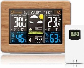 OEM Estaci&oacute;n Meteorol&oacute;gica Inal&aacute;mbrica Con Sensor Exterior: Con Hora, Fecha, Temperatura, Humedad, Bar&oacute;metro, Alarma, Indicador De Fase Lunar Y Term&oacute;metro