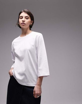 Arket heavyweight 3/4 sleeve T-shirt in white