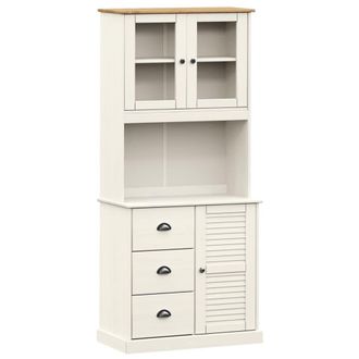 vidaXL Vidaxl - Aparador Alto Vigo Madera Maciza De Pino Blanco 78x40x175 Cm