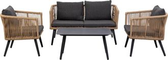 Wanderlust Deco Wanderlust Deco - Conjunto De Mesa, Sofa Y 2 Sillones Marr&oacute;n 90x50x42,65x70x69,136x70x68