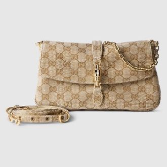 Gucci Aperitivo Crystal Medium Shoulder Bag, Beige, GG Canvas