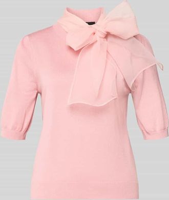 Zero Strickshirt mit Schluppe aus Chiffon in Hellrosa, Gr&ouml;&szlig;e 34