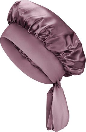 Blissy Bow Mulberry Silk Bonnet in Plum at Nordstrom