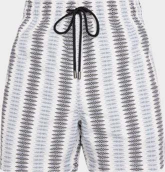 Bugatchi Men & apos;s Cruz Mid-Length Diamond Stripe Swim Trunks