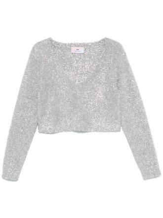 Chiara Ferragni lurex sweater - women - Metallized Polyester/Viscose/Polyamide/Polyester - S - Grey