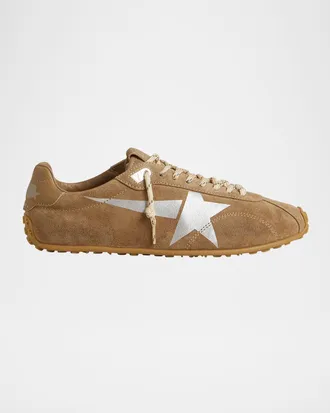 Golden Goose Mens Marathon Suede Low-Top Sneakers