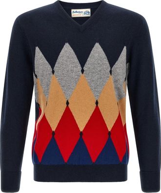 Ballantyne Navy Blue V Neck Sweater