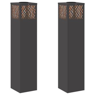 vidaXL Luz De Camino Led Solar 2 Pcs Negro Acero Laminado En Fr&iacute;o Vidaxl