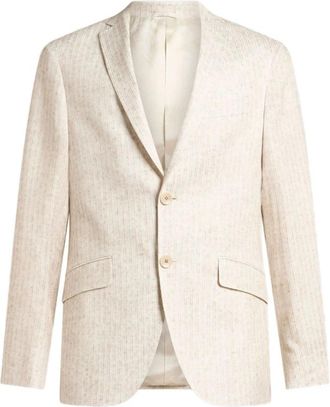 Etro Beige Blazer met Micro Patroon - Heren - Blazers - Beige - M - Katoen - Jassen