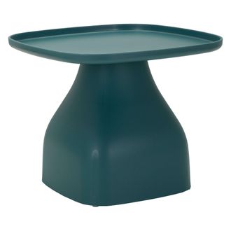 Dmora Mesa De Centro Midelt, Apta Para Interior/exterior, Esquinas Redondeadas, Forma Cuadrada, Estante Azul, 48x48x38h Cm, Azul