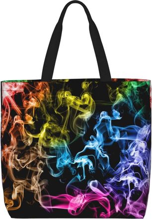 Generic Women Handbag Colorful Smoke Women Beach Bag Folding Large Capacity Shopping Bags, For Graduation, Christmas, School, Wedding, Swim