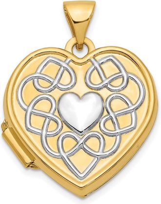 Diamond2Deal 14k Yellow Gold Celtic Knot with Heart of Gold Poem on Reverse 18mm Heart Locket