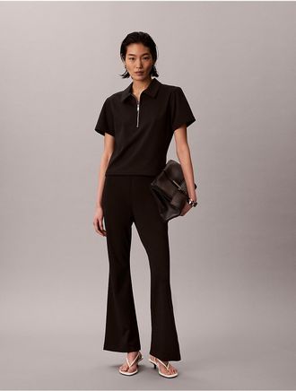 Calvin Klein Womens Ponte Flared Pants - Black - XL