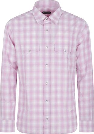 Tom Ford Geruit Overhemd - Heren - Casual Overhemden - Roze - 3XL - Katoen - Overhemden