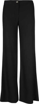 Versace Jeans Couture Elastische Taille Cr&ecirc;pe Broek - Dames - Wijde Broeken - Zwart - S - Polyester - Broeken