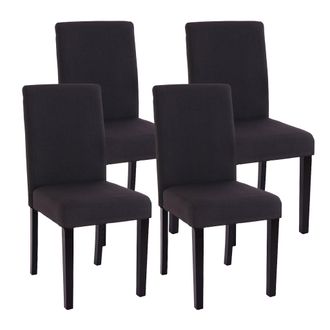 Hhg Hhg - Juego De 4 Sillas De Comedor Littau, Textil, Negro, Patas Oscuras
