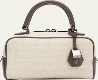 Brunello Cucinelli Explorer Techno Raffia & Leather Crossbody Bag