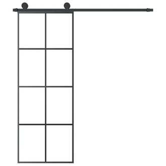 Berkfield Home Sliding Door with Hardware Set 76x205 cm ESG Glass&Aluminium in Black