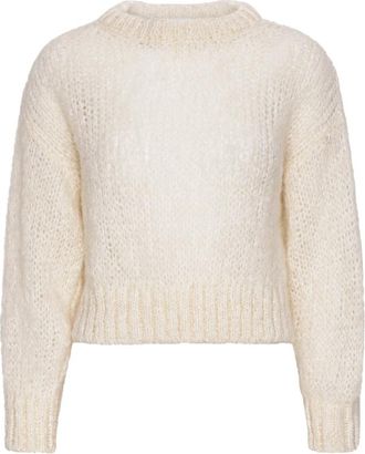 Americandreams Leonnie Alpaca Cropped Pullover - Dames - Ronde hals truien - Wit - XL - Wol - Truien & Vesten
