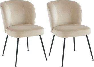 Vente-Unique Juego de 2 sillas de terciopelo y metal - Beige - POLPONA de Pascal MORABITO