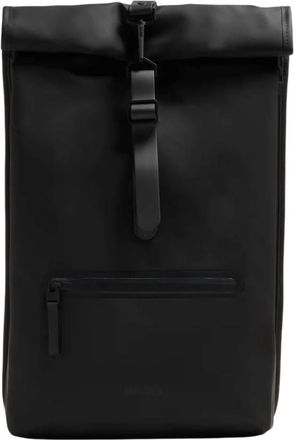 Rains Black Waterproof Rolltop Rucksack