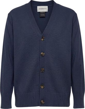 Amaranto Amar&aacute;nto - V-hals Vest - Heren - Truien - Blauw - Maat: L Wol