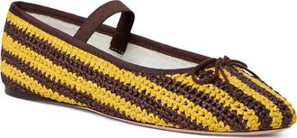 Loeffler Randall Leonie Mary Jane Ballet Flat in Yellow/Brown Stripe at Nordstrom, Size 7.5