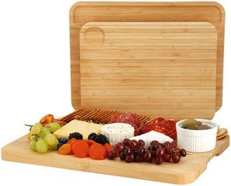 MegaChef 3 Piece Wood Cutting, Prep and Serving Boards in Brown at Nordstrom