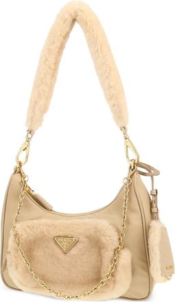 Prada 2005 Re-Edition schoudertas met ketting - Beige