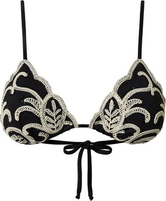 Twin-Set Top bikini con ricamo - Nero