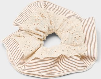 Simons Womens Openwork and stripe ruffle XL scrunchie