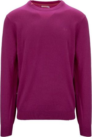 Sun 68 Wollen Katoenen Trui met Lange Mouwen - Heren - Ronde hals truien - Paars - 2XL - Katoen - Truien & Vesten