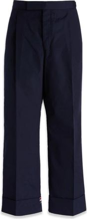 Thom Browne Rechte broek - Heren - Straight fit broeken - Blauw - L - Polyester - Broeken