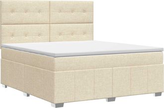 vidaXL Cama Box Spring Con Colch&oacute;n Crema 140 X 200 Cm Tela Vidaxl