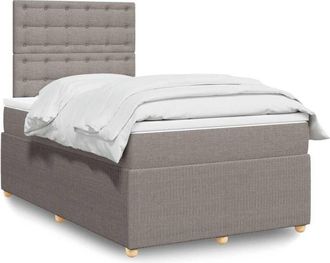 vidaXL Vidaxl - Cama Box Spring Con Colch&oacute;n Tela Gris Taupe 120x200 Cm