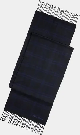 Ralph Lauren Purple Label Men & apos;s Tonal Plaid Cashmere Fringe Scarf