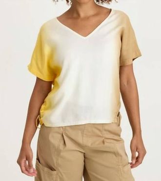 Xcvi Dashell Twill Corded V-Neck Top In Motley Ombre Gambit