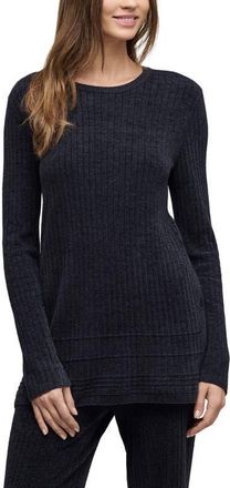 Barefoot Dreams CozyChic Ultra Lite Textured Ribbed Button Sweater in Black at Nordstrom, Size X-Small