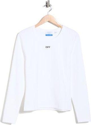 Off-white Fitted Long Sleeve Ribbed Crop T-Shirt in Bright White at Nordstrom Rack, Size X-Large