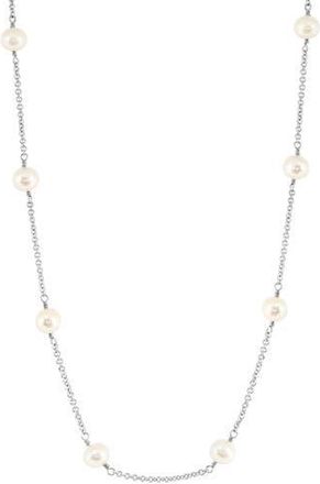 Effy Sterling Silver Freshwater Pearl Station Necklace in White at Nordstrom Rack, Size 18