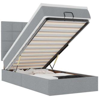 vidaXL Cama Otomana Con Colch&oacute;n Gris Claro 90x200 Cm Tela Vidaxl