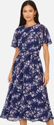 Yumi Blossom Print Midi Skater Dress in Navy at Nordstrom, Size 12