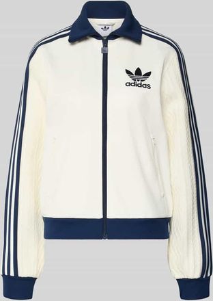 adidas Originals Strickjacke mit Reißverschluss in Ecru Melange, Größe XL