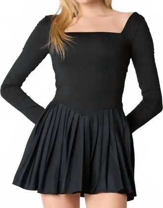 Peach Love California Pleated Romper Skirt In Black