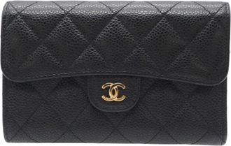 Chanel Matelasse Black Grained Calfskin Wallet (Tri-Fold) (Pre-Owned)