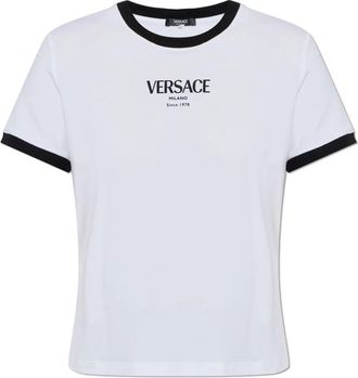 Versace Stretch Viscose-Jersey T-Shirt - Dames - T-shirts - Wit - M - Katoen - Tops