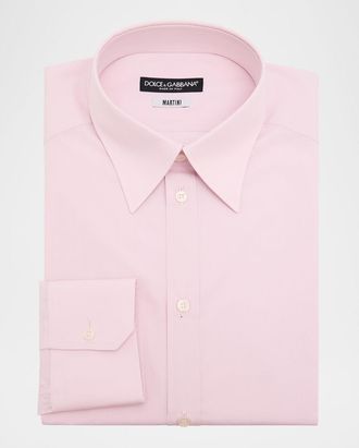 Dolce & Gabbana Mens Cotton Poplin Martini Fit Solid Dress Shirt