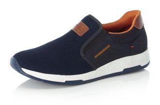 Rieker Slip-On Sneaker RIEKER, Herren, Gr. 40, blau, Lederimitat, Textil, Schuhe Slip-On Sneaker, Casual Slipper, Freizeitschuh, Schlupfschuh mit Kontrastnah